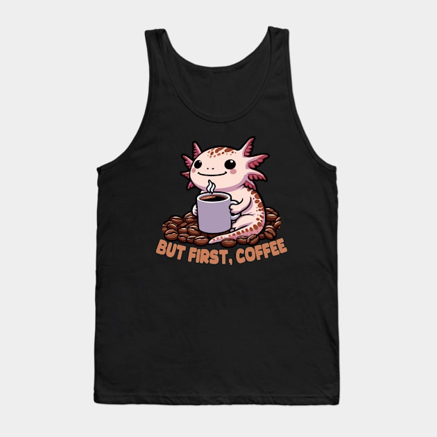 Axolotl Drinking Coffee Tank Top by MoDesigns22 